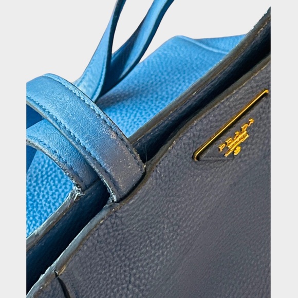 Prada Vitello Daino Open Tote Mini in Blue - Picture 5 of 11